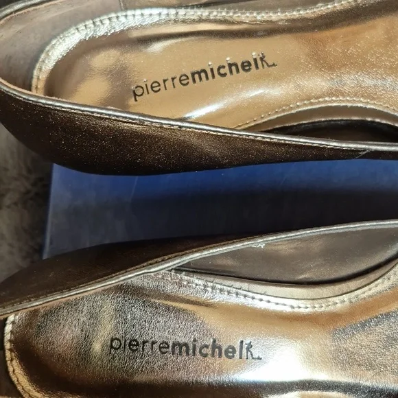 Pierre Michel Bronze Metallic Leather Peep Toe Wedges! Size 37! - Picture 5 of 15